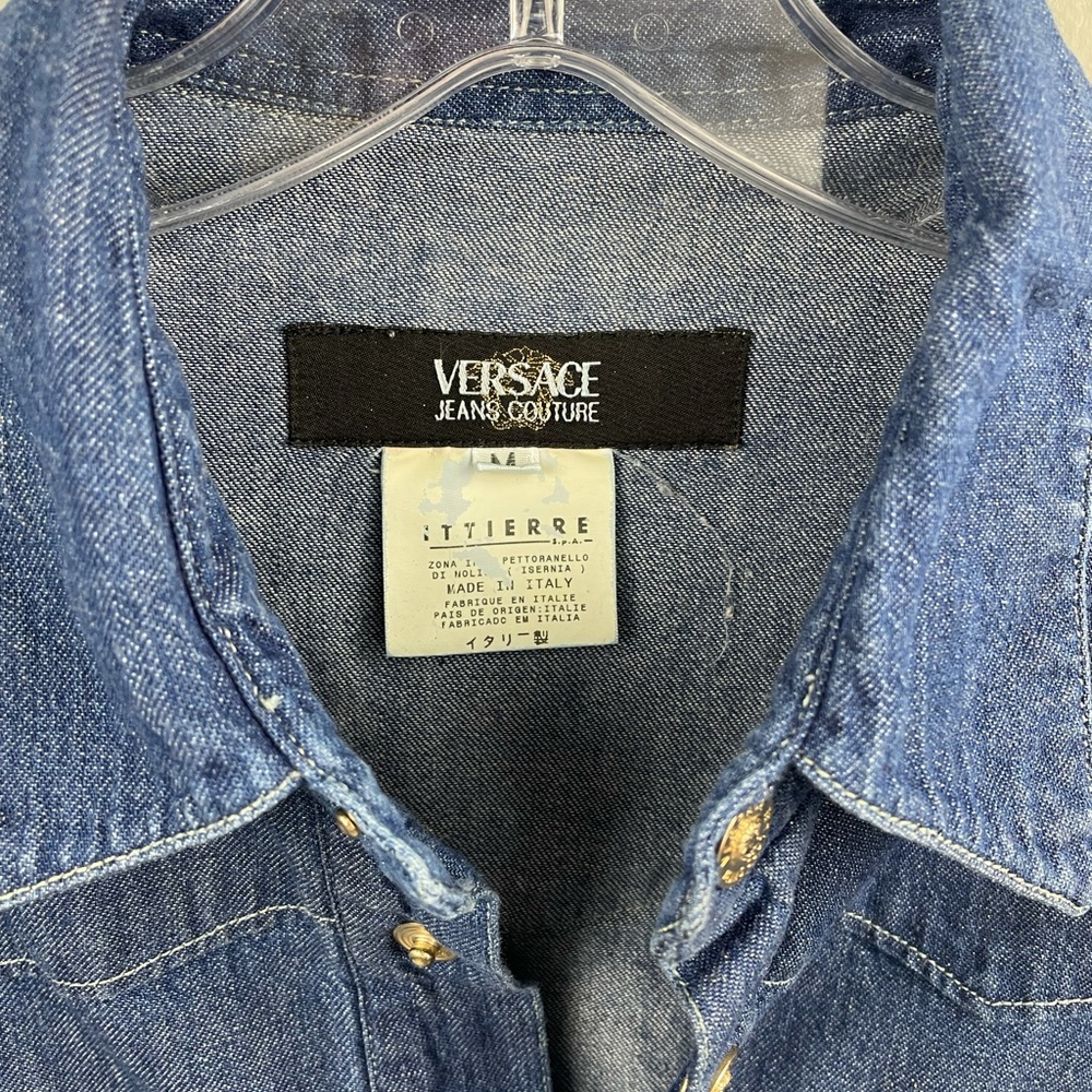 VINTAGE VERSACE JEAN COUTURE ITTIERRE Men’s Denim Jean Shirt Size M - Picture 4 of 14